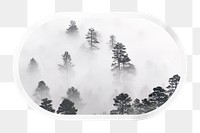 Nature png, foggy forest, printable oval rectangle sticker in transparent background