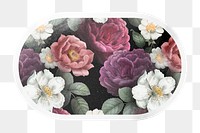 PNG flower vintage illustration, beautiful botanical sticker, rectangle oval clipart in transparent background