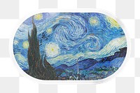 PNG Van Gogh's Starry Night painting, printable oval rectangle sticker in transparent background, remixed by rawpixel.