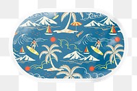 Summer png vacation pattern, tropical island and sea sticker, rectangle oval in transparent background