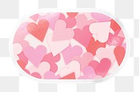 PNG cute heart pattern, rectangle oval clipart with white border in transparent background