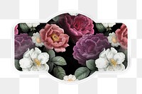 Flower png vintage illustration, beautiful botanical sticker, badge shape in transparent background