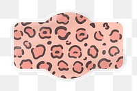 Pink leopard png animal print, pattern digital sticker, badge shape in transparent background