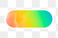 PNG colorful gradient sticker, printable long oval shape clipart with white outline, transparent background