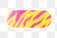 PNG animal print, neon tiger pattern digital sticker, long oval shape in transparent background