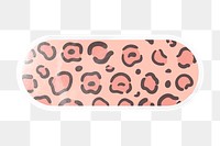 Leopard png pink animal print, pattern digital sticker, long oval shape in transparent background