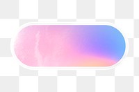 PNG pastel gradient sticker, printable long oval shape clipart with white outline, transparent background