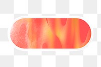 PNG neon orange gradient sticker, printable long oval shape with white outline, transparent background