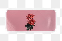 PNG rose label, aesthetic pink rectangle white border, transparent background