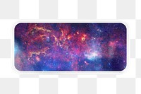 Purple png galaxy sky, printable rectangle sticker in transparent background