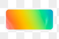 PNG neon gradient sticker, printable rectangle clipart with white outline, transparent background