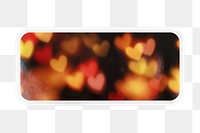 PNG heart bokeh light, printable rectangle clipart with white outline, transparent background