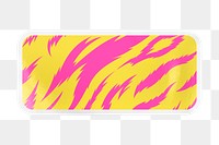 Neon tiger png animal print, pattern digital sticker, rectangle in transparent background