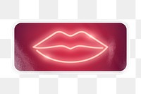 PNG kiss neon sign, rectangle digital sticker in transparent background