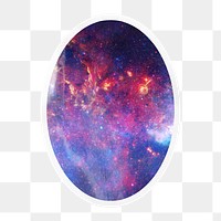 PNG galaxy sky, printable oval sticker in transparent background