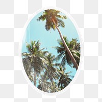 Summer png palm trees, printable oval sticker in transparent background