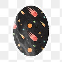 PNG cute meteorite pattern, printable semicircle sticker in transparent background