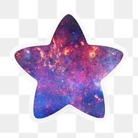 Galaxy png sky, printable star shape sticker in transparent background