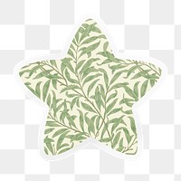 PNG William Morris’s willow bough pattern, printable star rectangle sticker in transparent background