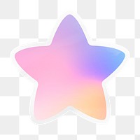 PNG pastel gradient sticker, printable star clipart with white outline, transparent background