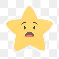 PNG surprised star emoji, horrified face expression digital sticker, transparent background