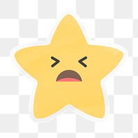 PNG helpless star emoji, sad and anxious digital sticker,  transparent background