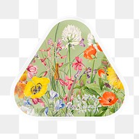 Flower png vintage illustration, beautiful botanical sticker, triangle clipart in transparent background