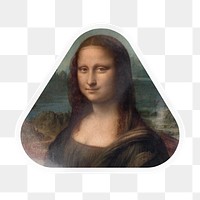 PNG Mona Lisa by Da Vinci, painting sticker in triangle shape outline in transparent background, remixed by rawpixel.