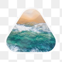 PNG island beach, summer collage element, triangle sticker in transparent background