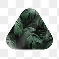PNG green tropical leaves, printable triangle sticker in transparent background