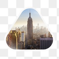 City png skyline sticker, financial district skyscrapers, triangle clipart in transparent background