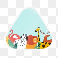 PNG animal kingdom, cartoon illustration sticker, triangle with white border in transparent background