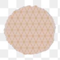 Geometric badge png, triangle pattern on ripped paper, transparent background