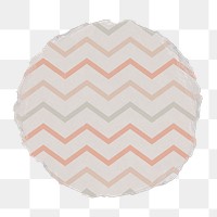 Zigzag badge png, geometric pattern on ripped paper, transparent background