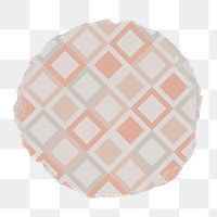 Geometric badge png, pink squared pattern on ripped paper, transparent background