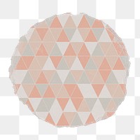 Geometric badge png, triangle pattern on ripped paper, transparent background