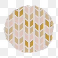 Geometric badge png, arrow pattern on ripped paper, transparent background