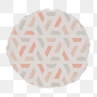 Geometric badge png, abstract pattern on ripped paper, transparent background