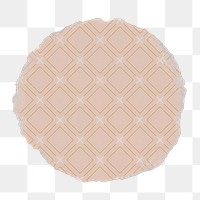 Geometric badge png, pink pattern on ripped paper, transparent background