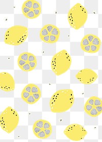 Lemon pattern png transparent background, fruit doodle