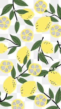 Lemon pattern png transparent background, fruit doodle