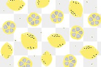 Lemon pattern png transparent background, fruit doodle