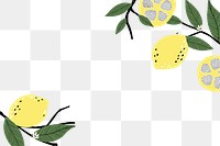 Aesthetic lemon png border, transparent background