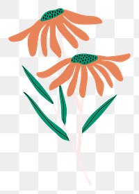 Aesthetic daisy png sticker, Autumn flower doodle, transparent background