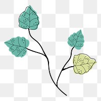 Leaf branch png sticker, aesthetic botanical doodle, transparent background