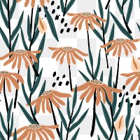 Flower doodle png pattern, abstract daisy, transparent background