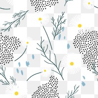 Cute daisy png doodle pattern, transparent background