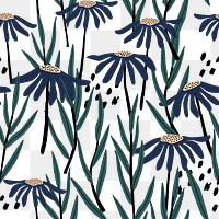 Flower doodle png pattern, abstract daisy, transparent background