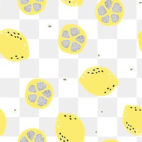 Lemon pattern png transparent background, fruit doodle