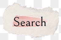 Search png word sticker typography, torn paper transparent background